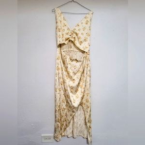 Abercrombie and Fitch Cince-Front Satin Midi Dress